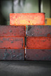 piles of hot iron blocks in foundry. Narrow focus