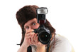 russian photographer in fur hat