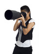 Photographie : asian woman with cam and tele