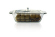 Cookies in silver and glass plate isolated
