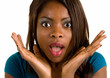 African American woman surprised about something.