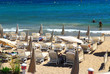 Sandy beach along Croisette promenade in Cannes France