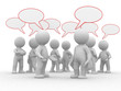 many 3d humans with empty chat bubbles