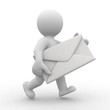 3d postman with big envelope in hands