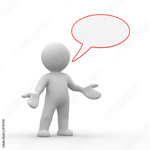 Photo: 3d human with empty chat bubble 3d human with empty chat bubble