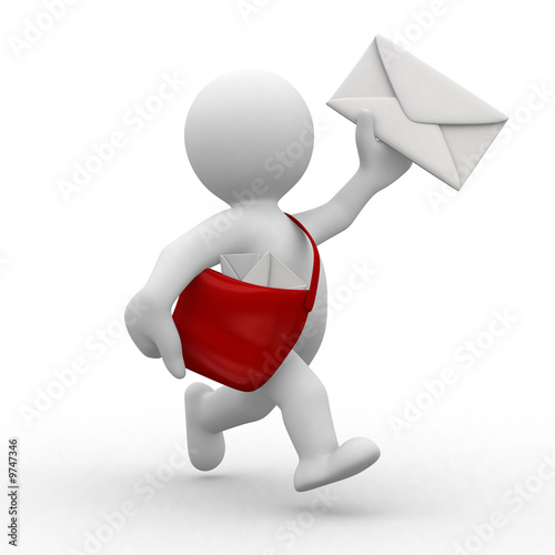 Illustration: 3d postman with envelope and bag 3d postman with envelope and bag