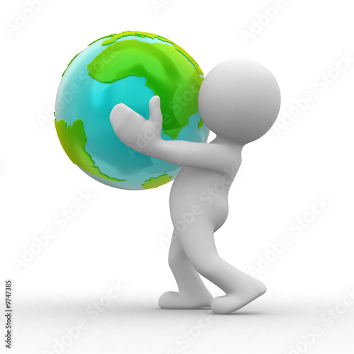 Illustration: 3d human keep the world in hands 3d human keep the world in hands