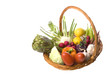 Isolated image of mixed vegetables in a basket.