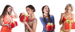 Girls with gifts on a white background