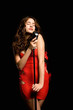 Beautiful sexy young woman singing Beautiful sexy young woman singing