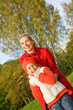 Mother and daughter outdoors