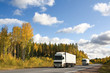 truck delivery, autumn, highway Scandinavia