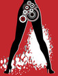 Woman sexy legs with circles, red black white gray. Woman sexy legs with circles, red black white gray.