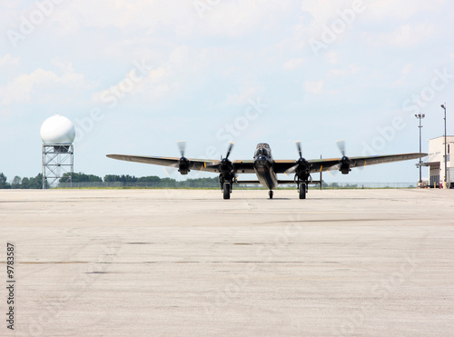 Photo: Full front view of one of the flying veteran Avro Lancaster. Full front view of one of the flying veteran Avro Lancaster.