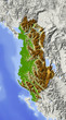 Albania. Shaded relief map, colored for elevation.