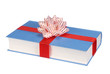 Book with ribbon and bow isolated on white