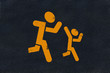 Asphalt children running caution marking Asphalt children running caution marking
