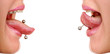 woman sticking out her tongue to show piercing woman sticking out her tongue to show piercing