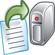 Icon or symbol sending a file to the server