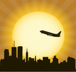 plane flying over new-york