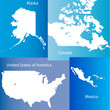 Alaska , Canada , USA & Mexico vector maps