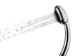 A shower head is spraying water. A shower head is spraying water.