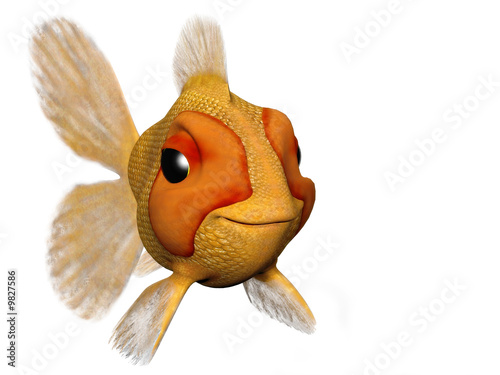 happy goldfish cartoon. A cartoon goldfish looking very happy and content.