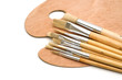 painting brushes and palette on white background.. painting brushes and palette on white background..