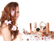 beautiful young girl with cosmetics