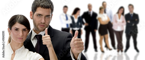 Photo: portrait of business couple with hand gesture portrait of business couple with hand gesture