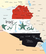 map of Iraq country colored by national flag.