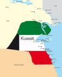 map of Kuwait country colored by national flag
