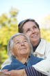 Happy elderly mother with her daughter