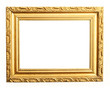 old antique gold frame over white with clipping path
