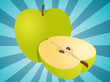 Apple illustration whole and half cross-section