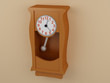 Old-fashioned wooden clock on the wall. 3d render. Old-fashioned wooden clock on the wall. 3d render.