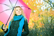 young woman in autumn yellow forest
