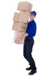 Delivery man carrying boxes