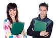 Couple of teen students returning to college isolated