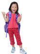 A young asian school girl ready for class.