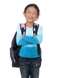 A young asian school girl ready for class.