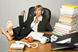 Lazy Businesswoman or Student with headphones