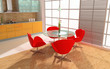 Interior of kitchen with a lunch zone