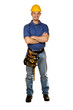 isolated standing young worker on white background isolated standing young worker on white background