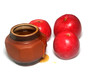 Apples and honey on a white background
