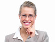Closeup portrait of young beautiful business woman smiling Closeup portrait of young beautiful business woman smiling