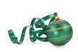 Green christmas ball with a curly ribbon