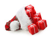 Santa claus hat with christmas presents