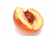 Slice of tasty juicy peach Isolated On White