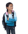 A young asian school girl ready for class.